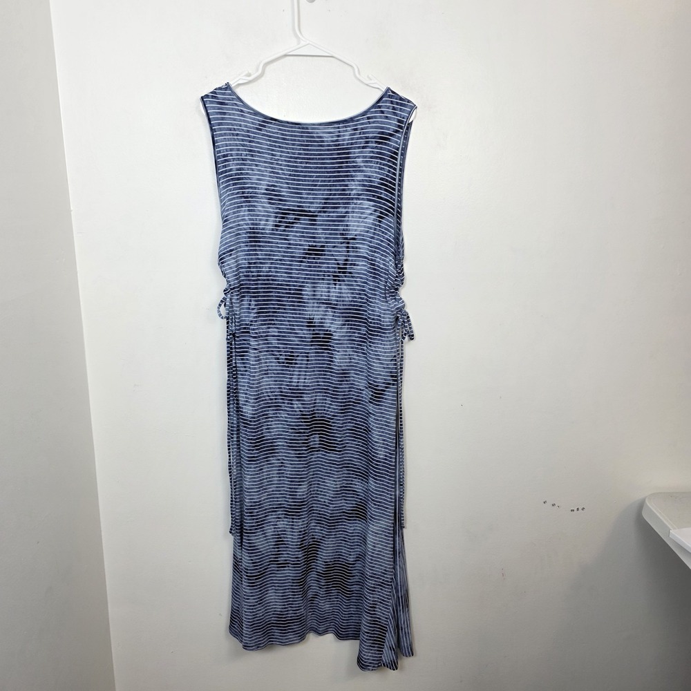 Chico's Blue White Stiped Stretchy‎ Sleeveless Cinch Sides Maxi Dress Size Large - Picture 7 of 8